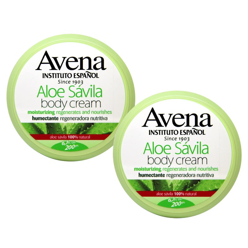 Avena Instituto Espanol Aloe Savila Body Cream, Moisturizing, Regenerates and Nourishes, 2-pack Of 6.7 FL Oz each, 2 Jars - Image 1