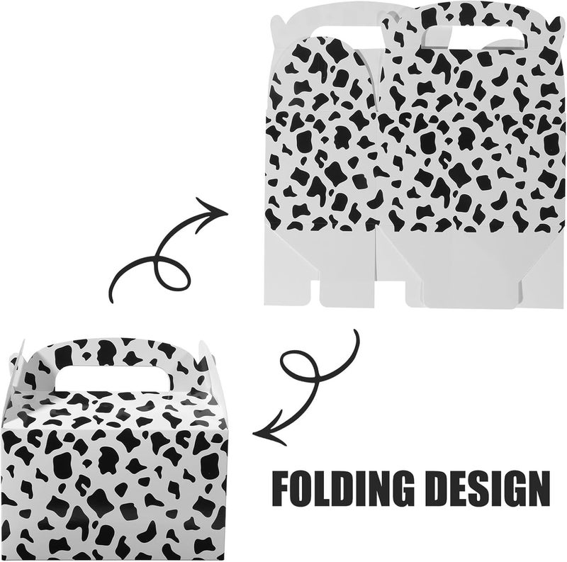 KALLORY 24pcs Cow Pattern Candy Boxes Handheld Party Chocolate and Biscuit Packaging Decorative Paper Boxes for Birthday and Holiday Wrapping - Image 3