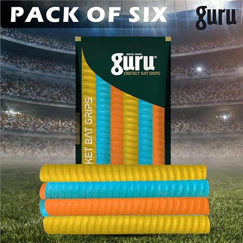 Guru Premium Coil Cricket Bat Grips, 6 Pieces Set of Rubber Grips for Bat (Multicolor) - Image 2
