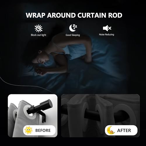 ztlab Blackout Wrap Around Curtain Rod 120-150, 3/4" Curtain Rods for Windows Adjustable, Heavy Duty Telescoping Drapery Rods for Bedroom, Living Room, Kitchken, Black - Image 2