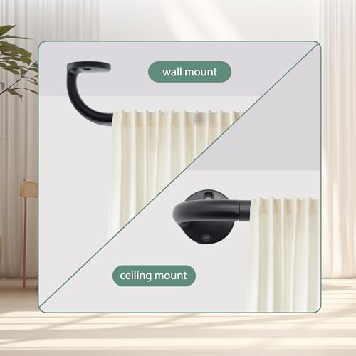 ztlab Blackout Wrap Around Curtain Rod 120-150, 3/4" Curtain Rods for Windows Adjustable, Heavy Duty Telescoping Drapery Rods for Bedroom, Living Room, Kitchken, Black - Image 4