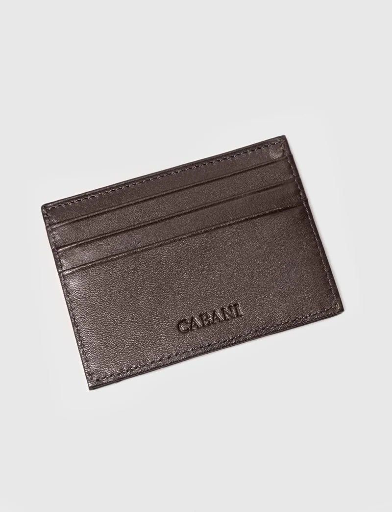 Cabani Men's Genuine Leather Brown Card Holder