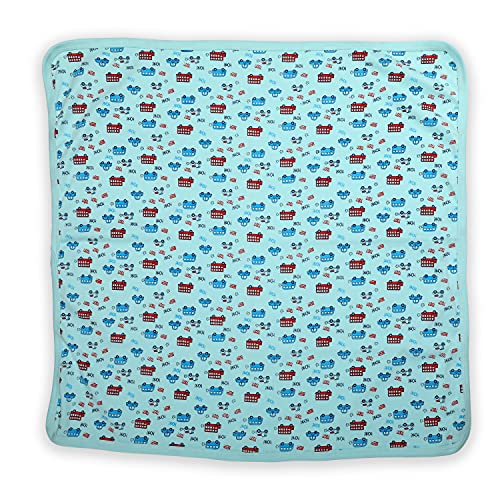 Luv Lap LuvLap Soft 100% Cotton Hooded Wrapper Cum Warm, Blanket, for New Born Baby to 3 Year Old, 75cmx75cm, Bus Print (Sky Blue)(Lightweight;Breathable;Skin Friendly) - Image 3