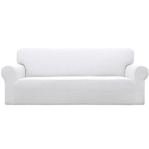 Easy-Going EasyGoing Stretch Sofa Slipcover 1Piece Sofa Cover Furniture Protector Couch Soft with Elastic Bottom for Kids Polyester Spandex Jacquard Fabric Small Checks Sofa Snow White - Image 1