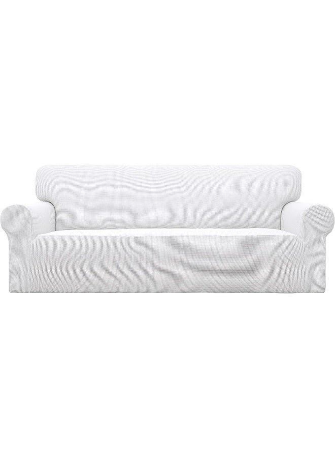 Easy-Going EasyGoing Stretch Sofa Slipcover 1Piece Sofa Cover Furniture Protector Couch Soft with Elastic Bottom for Kids Polyester Spandex Jacquard Fabric Small Checks Sofa Snow White - Image 4