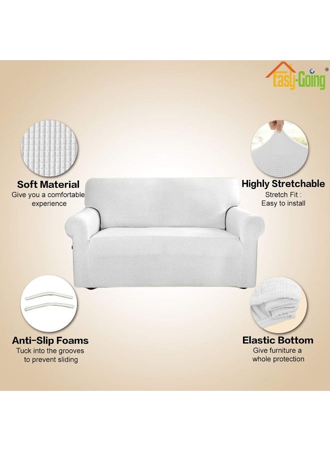Easy-Going EasyGoing Stretch Sofa Slipcover 1Piece Sofa Cover Furniture Protector Couch Soft with Elastic Bottom for Kids Polyester Spandex Jacquard Fabric Small Checks Sofa Snow White - Image 5