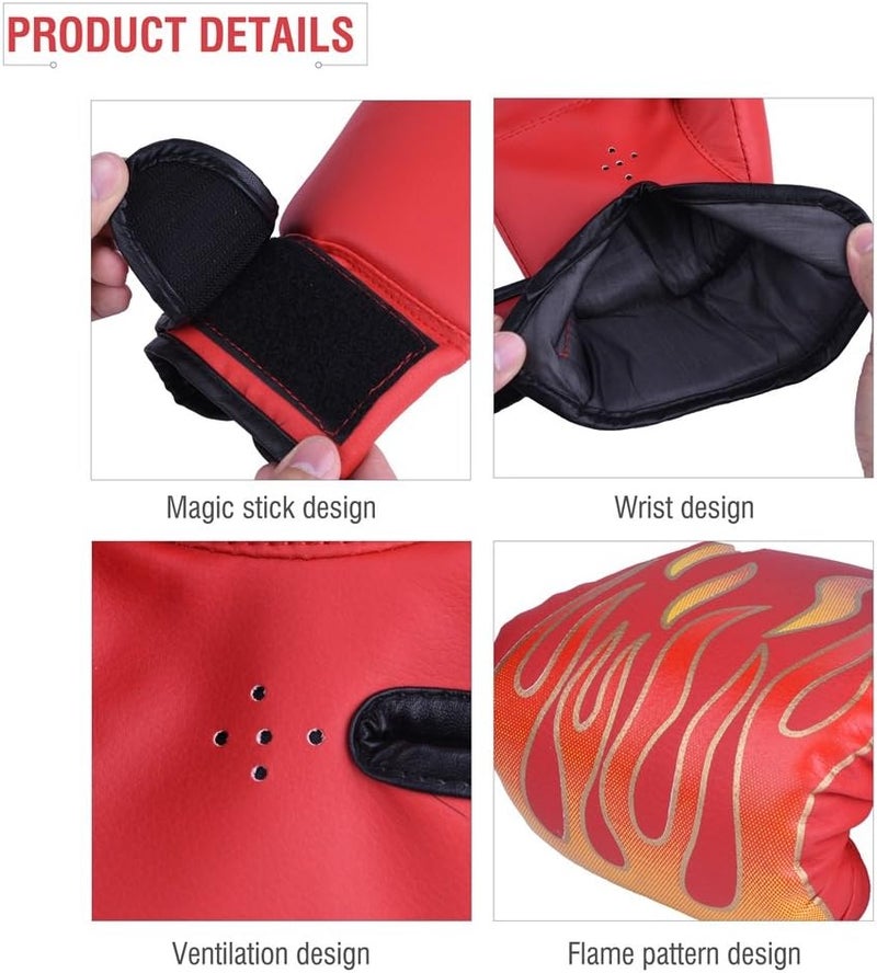 comfrt Kids Boxing Gloves, PU Muay Thai Sparring Training Glove Kickboxing Gloves for Age 7-13 Years (Color : Red) Boxing Supplies - Image 3