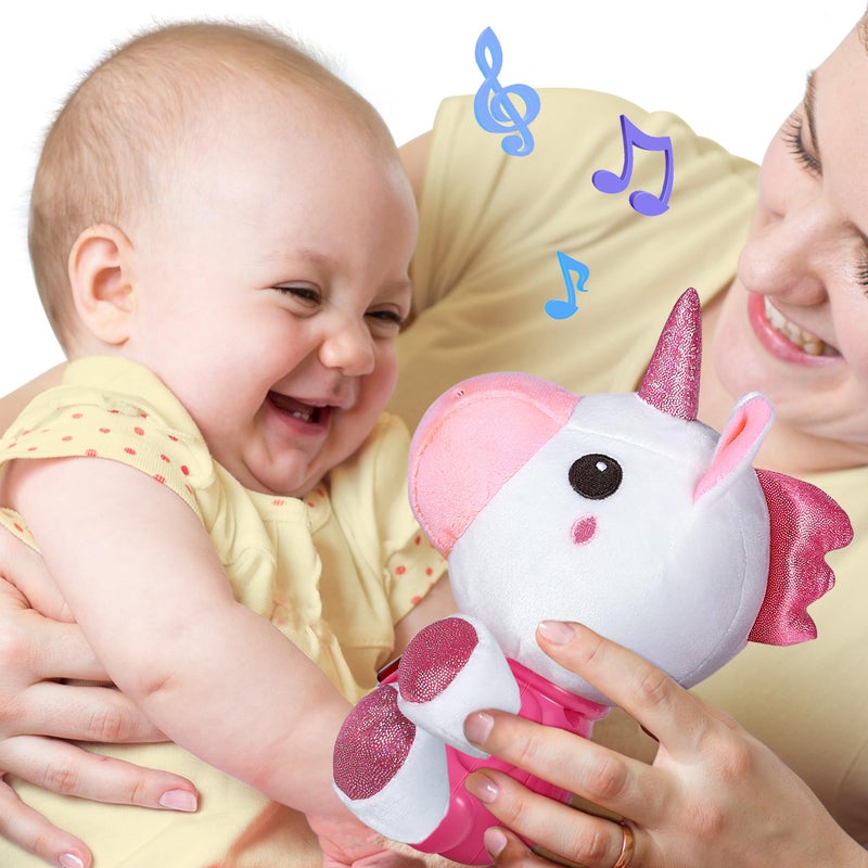 iPlay, iLearn Baby Unicorn Musical Toys, Newborn Girls Gift, Soft Unicorn Plush Stuffed Animal, Infant Light Music Time, 1st Birthday Stocking Gift Stuffer for 0 1 2 3 6 9 12 18 Month 1-3 Yrs Toddlers - Image 5