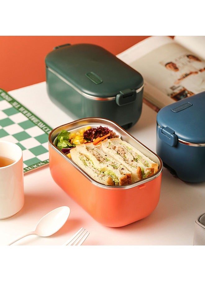 Arabest - 1.0L Heated Electric Lunch Box Car Truck Food Warmer Food Grade 304 Stainless Steel Container Portable Lunch Heater Bento Box Orange - Image 1