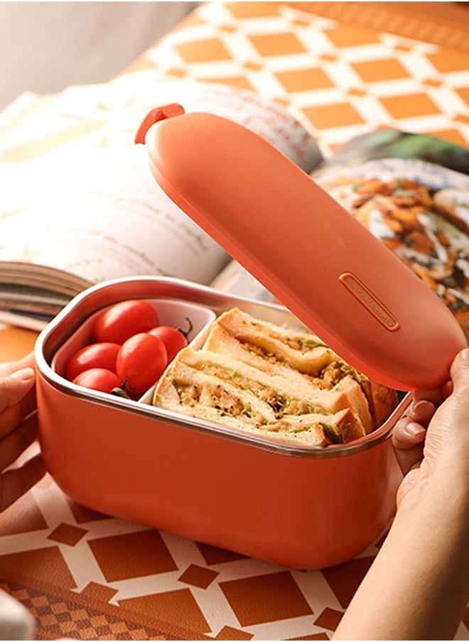 Arabest - 1.0L Heated Electric Lunch Box Car Truck Food Warmer Food Grade 304 Stainless Steel Container Portable Lunch Heater Bento Box Orange - Image 1