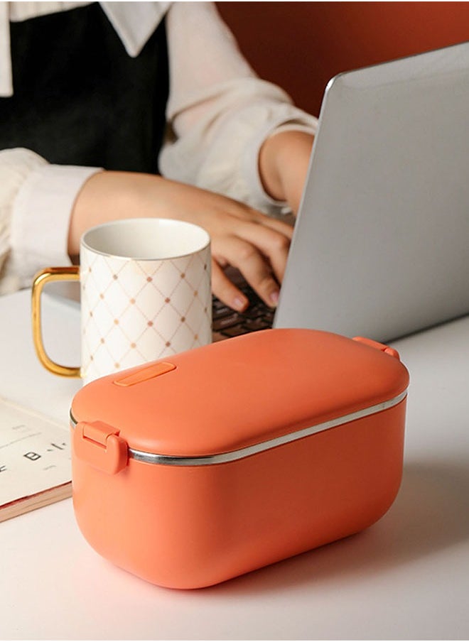 Arabest - 1.0L Heated Electric Lunch Box Car Truck Food Warmer Food Grade 304 Stainless Steel Container Portable Lunch Heater Bento Box Orange - Image 1
