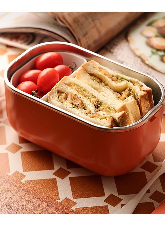 Arabest - 1.0L Heated Electric Lunch Box Car Truck Food Warmer Food Grade 304 Stainless Steel Container Portable Lunch Heater Bento Box Orange - Image 1