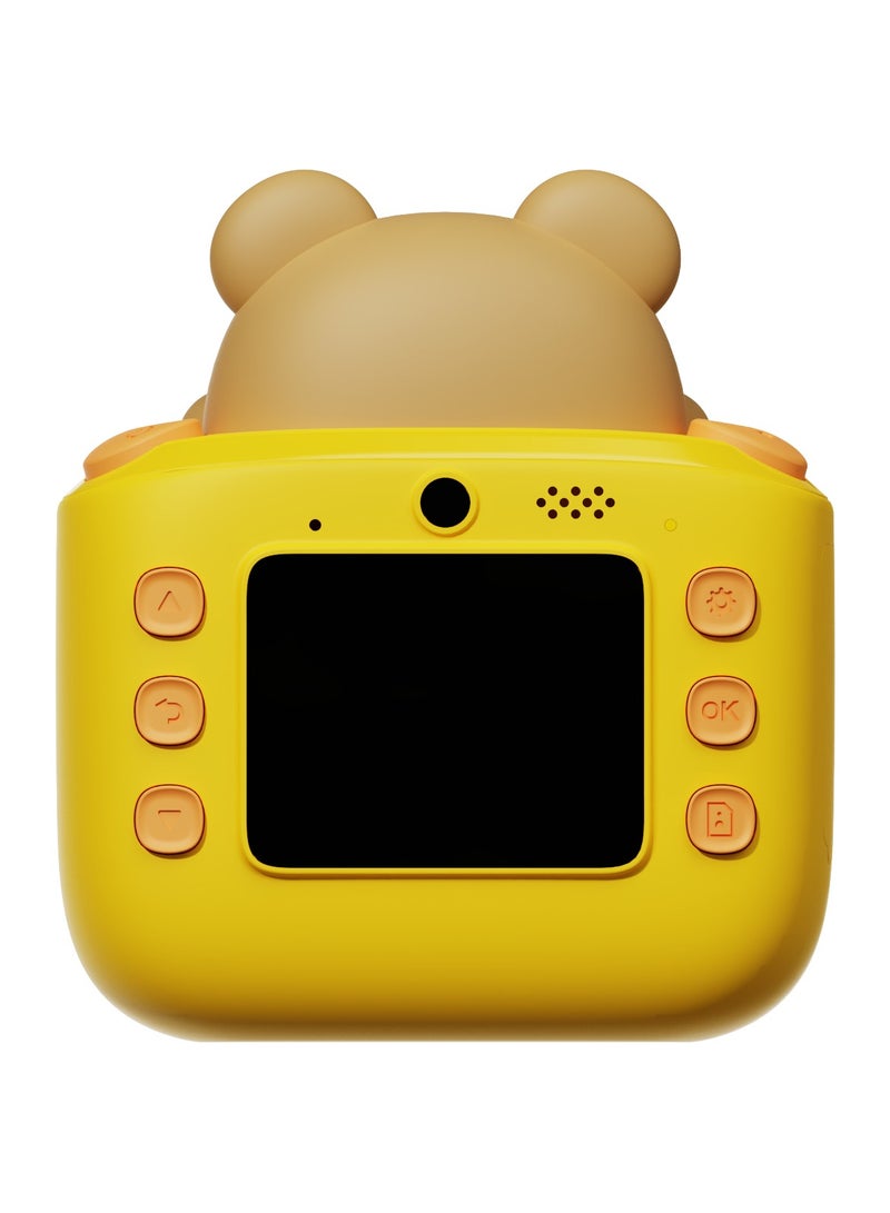 جولف لينك K64 تصميم الرسوم المتحركة لطيف HD 48 مليون بكسل تسجيل فيديو 1080P لعبة كاميرا الطباعة الفورية للأطفال للأطفال - أصفر - Image 2