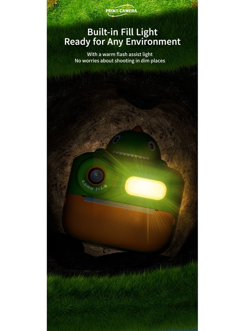 جولف لينك K64 تصميم الرسوم المتحركة لطيف HD 48 مليون بكسل تسجيل فيديو 1080P لعبة كاميرا الطباعة الفورية للأطفال للأطفال - أصفر - Image 4