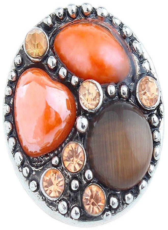 SnapAccents Choose a Color | Snap Jewelry Ginger Charm Button 18MM Rhinestone Gem Button Fits Women's Customizable Bracelets, Necklaces, Keychains, Rings (Brown, Coral) - Image 1