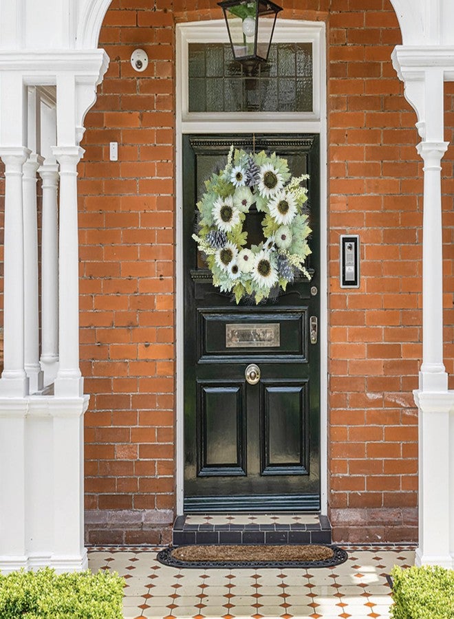 Huadanbor Summer Wreaths for Front Door, 24 inch Summer Wreath, Sunflowers and Pumpkin Fall Wreath for Front Door, Fall Wreaths for Indoors,Outdoors,Corridors, Offices. (Green) - Image 4