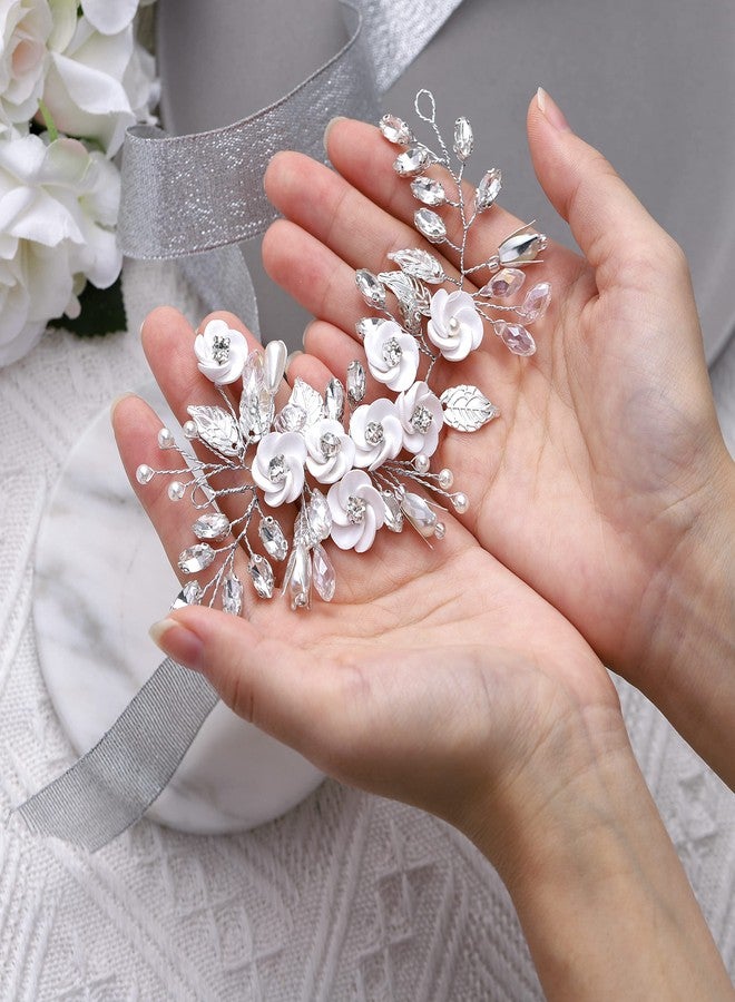 Latious Silver Flower Bride Wedding Hair Vine Rhinestone Bridal Hairpiece Crystal Headpieces Accessories for Women and Girls(5.9Inches) (A-Silver) - Image 4