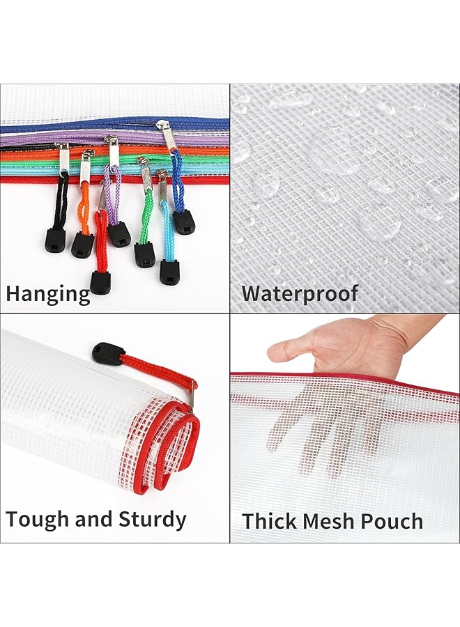 erorex 24 Pack Mesh Zipper Pouch Bags Zipper File Puzzle Bag For Organizing Storage Letter Size A4 Size Zipper File Bags For School Board Games And Office Supplies Random Color 29 X 21 Cm  - Image 3