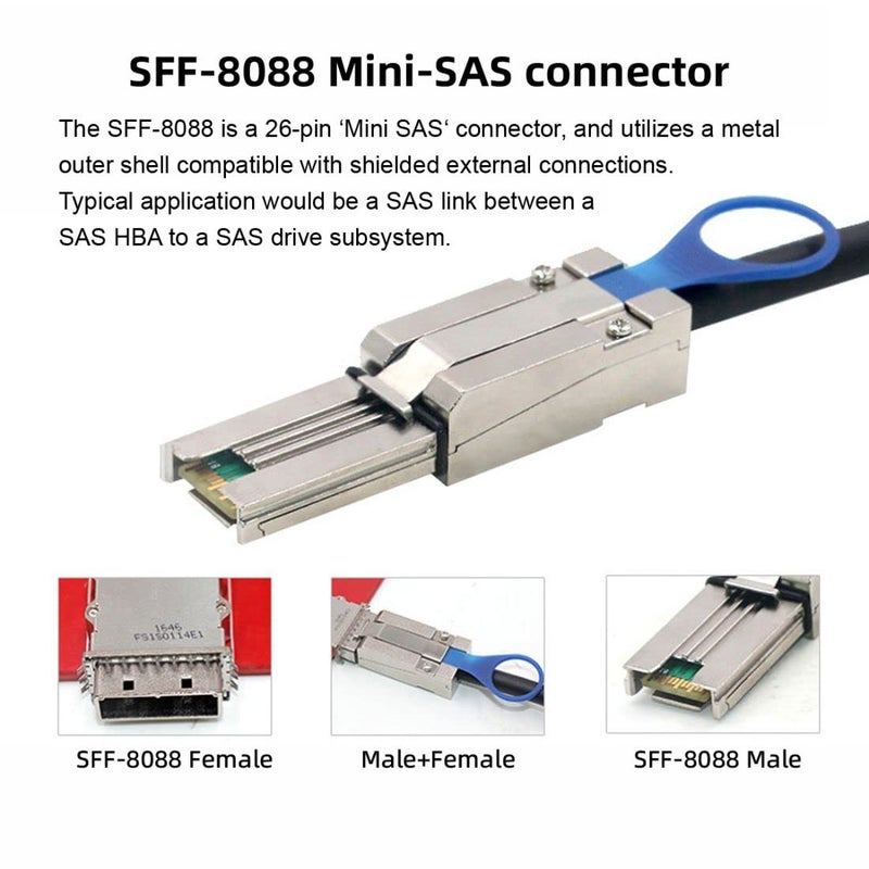 Chenyang SFF-8088 to SFF-8088 Cable,Mini SAS SFF-8088 26Pin 4X 4 Lane Data Disk Raid Multilane External Extension Cable 6Gbps - Image 5