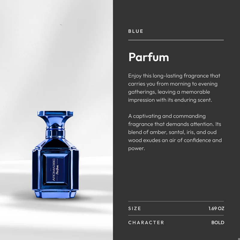 أروما 360  عطر بلو للجنسين - ياسمين، عنبر، نيرولي، صندل، آيريس وخشب - خالي من منتجات الحيوان - سعة 50 مل