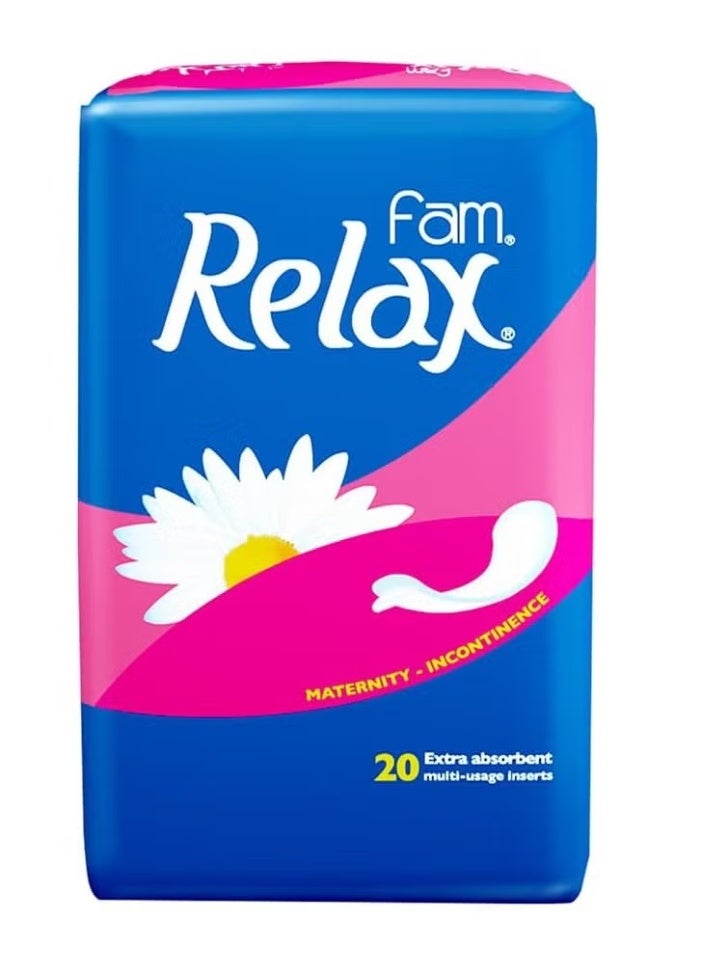 فام ريلاكس فوط صحية للعناية بمرحلة ما بعد الولادة و سلس البول، فائقة الامتصاص، 20 فوطة - Image 1