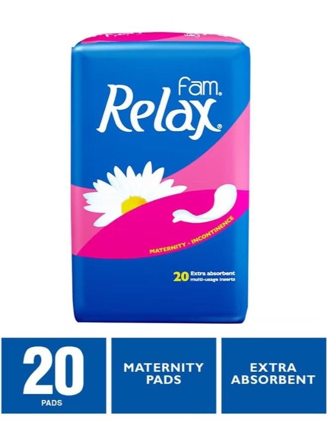 فام ريلاكس فوط صحية للعناية بمرحلة ما بعد الولادة و سلس البول، فائقة الامتصاص، 20 فوطة - Image 2