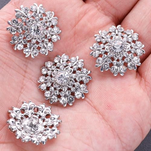 DYEESP 10PCS Rhinestone Buttons Crystal Diamond Buttons Accessory Embellishments for DIY Jewelry Crafts, Wedding Party Bridal Bouquet Clothes Hat Decoration (Clear-5) - Image 5