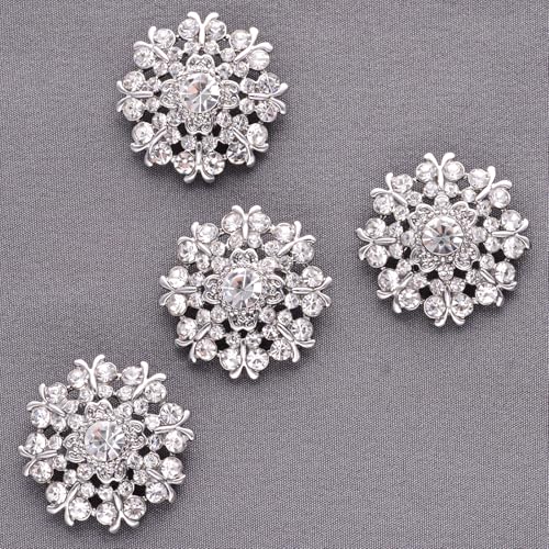 DYEESP 10PCS Rhinestone Buttons Crystal Diamond Buttons Accessory Embellishments for DIY Jewelry Crafts, Wedding Party Bridal Bouquet Clothes Hat Decoration (Clear-5) - Image 4