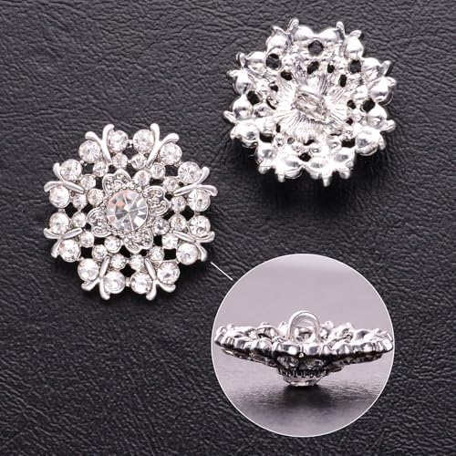 DYEESP 10PCS Rhinestone Buttons Crystal Diamond Buttons Accessory Embellishments for DIY Jewelry Crafts, Wedding Party Bridal Bouquet Clothes Hat Decoration (Clear-5) - Image 2