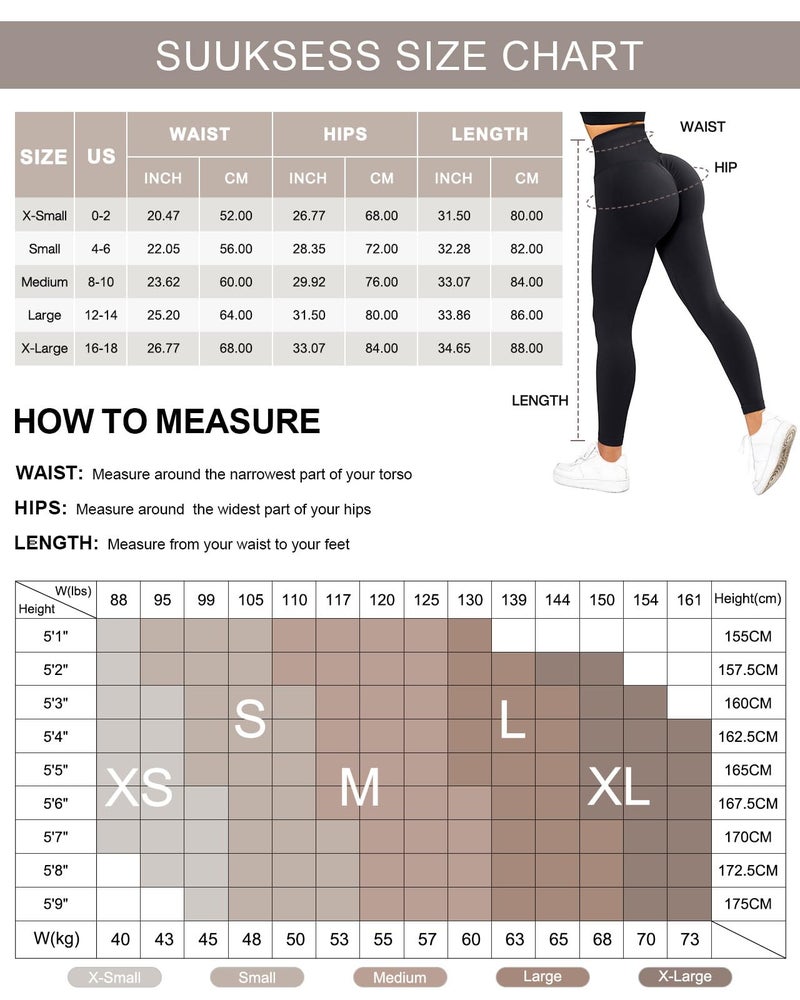 SUUKSESS Scrunch Butt Lifting Seamless Leggings for Women Booty High Waisted Workout Yoga Pants (Black, XL) - Image 5