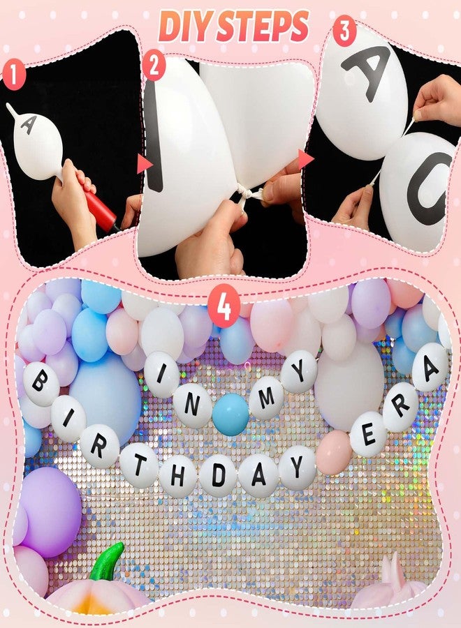 Seenelling 107 Pcs Friendship Bracelet Link Balloon Birthday Garland Kit 10 Inch Number Letter White Linking Balloons Banner for Music Fans Popular Singer Photo Backdrop Tour Party DIY Decoration - Image 4