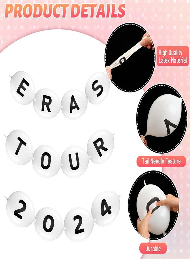 Seenelling 107 Pcs Friendship Bracelet Link Balloon Birthday Garland Kit 10 Inch Number Letter White Linking Balloons Banner for Music Fans Popular Singer Photo Backdrop Tour Party DIY Decoration - Image 5
