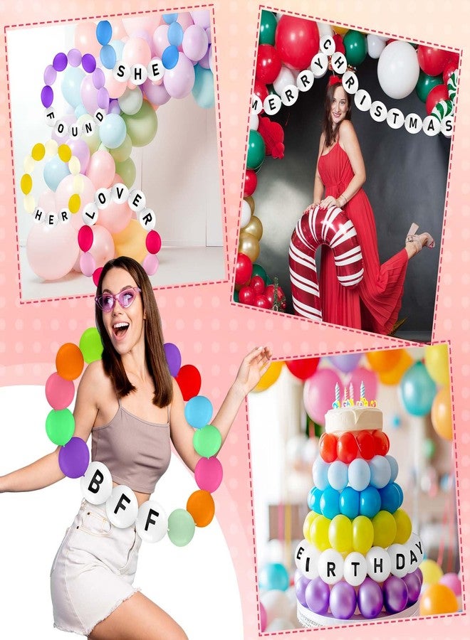 Seenelling 107 Pcs Friendship Bracelet Link Balloon Birthday Garland Kit 10 Inch Number Letter White Linking Balloons Banner for Music Fans Popular Singer Photo Backdrop Tour Party DIY Decoration - Image 3
