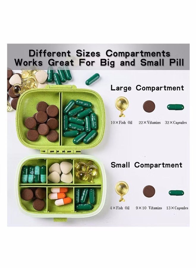 1 Pcs Pill Organizer Case with 8 Compartments Portable Daily Travel Medicine Reminder Box to Hold Vitamins, Cod Liver Oil (Green) - Image 4
