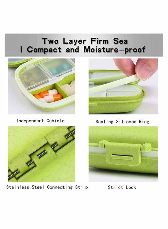 1 Pcs Pill Organizer Case with 8 Compartments Portable Daily Travel Medicine Reminder Box to Hold Vitamins, Cod Liver Oil (Green) - Image 3
