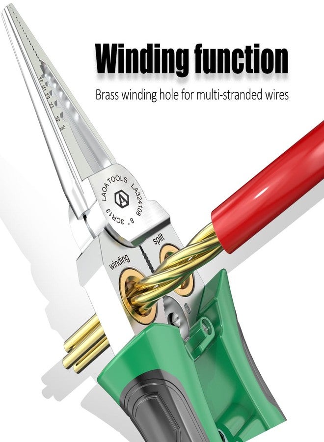 LAOA Wire Strippers Electricity Measurement Function, 8in1 Wire Stripping Pliers for Cutting and Pulling Wires,Cable Scissors for Stripping,Cutting,Splitting,Winding,Pulling,Clamping - Image 5