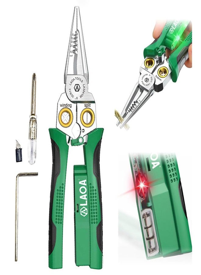 LAOA Wire Strippers Electricity Measurement Function, 8in1 Wire Stripping Pliers for Cutting and Pulling Wires,Cable Scissors for Stripping,Cutting,Splitting,Winding,Pulling,Clamping - Image 1