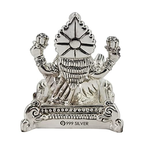 MAA SILVER Pure Silver Lakshmi Laxmiji BIS Hallmarked Hollow Idol/Murti Perfect for Gifting Home Office Puja Good Luck Wishes (999 Purity)(40 Grams Silver) - Image 3