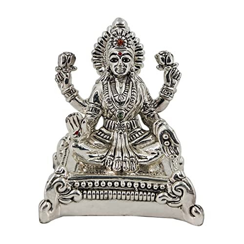 MAA SILVER Pure Silver Lakshmi Laxmiji BIS Hallmarked Hollow Idol/Murti Perfect for Gifting Home Office Puja Good Luck Wishes (999 Purity)(40 Grams Silver) - Image 1