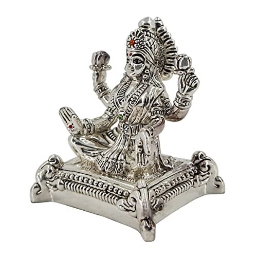 MAA SILVER Pure Silver Lakshmi Laxmiji BIS Hallmarked Hollow Idol/Murti Perfect for Gifting Home Office Puja Good Luck Wishes (999 Purity)(40 Grams Silver) - Image 2