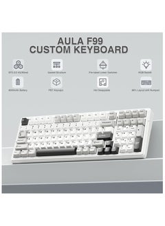 أولا اولا كيبورد ميكانيكي لاسلكي F99 ثلاثي الاوضاع BT5.0/2.4GHz/USB-C قابل للتبديل السريع، مفاتيح خطية مسبقة التشحيم، هيكل حشية، كيبورد العاب باضاءة خلفية RGB للكمبيوتر والتابلت وبلاي ستيشن واكس بوكس (نيمبوس سويتش الإصدار 3)  - Image 2