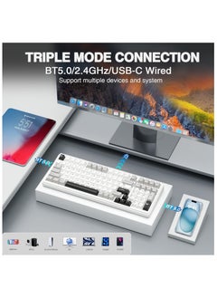 أولا اولا كيبورد ميكانيكي لاسلكي F99 ثلاثي الاوضاع BT5.0/2.4GHz/USB-C قابل للتبديل السريع، مفاتيح خطية مسبقة التشحيم، هيكل حشية، كيبورد العاب باضاءة خلفية RGB للكمبيوتر والتابلت وبلاي ستيشن واكس بوكس (نيمبوس سويتش الإصدار 3)  - Image 5