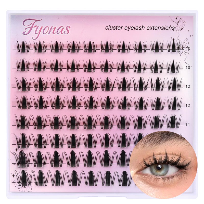 Fyonas Manga Lash Clusters Spiky Eyelash Clusters C Curl Cluster Eyelash Extensions 10-16mm Anime Individual Lashes Wet Look Lashes Clusters with Clear Thin Band (Fairy) - Image 1