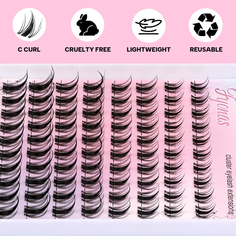 Fyonas Manga Lash Clusters Spiky Eyelash Clusters C Curl Cluster Eyelash Extensions 10-16mm Anime Individual Lashes Wet Look Lashes Clusters with Clear Thin Band (Fairy) - Image 4