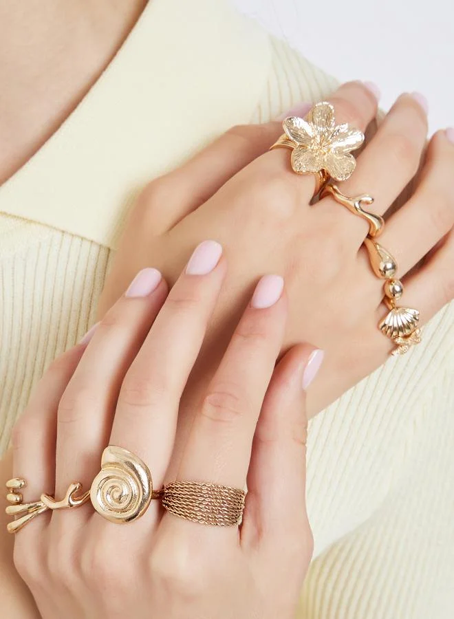 Styli Set of 8 - Gold Flower Accent Rings