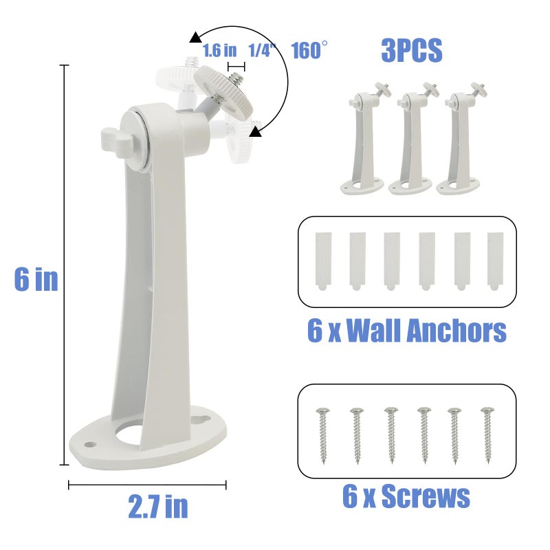 Buwesru 3Pack Extremely Long 6 in Camera Mount for eufyCam 2C/2C Pro, 3C/S300, for Ring Camera, for SoloCam S220/C210, Adjustable Wall Mount Brackets Indoor/Outdoor, Aluminum Alloy Rust-Proof and Durable - Image 3