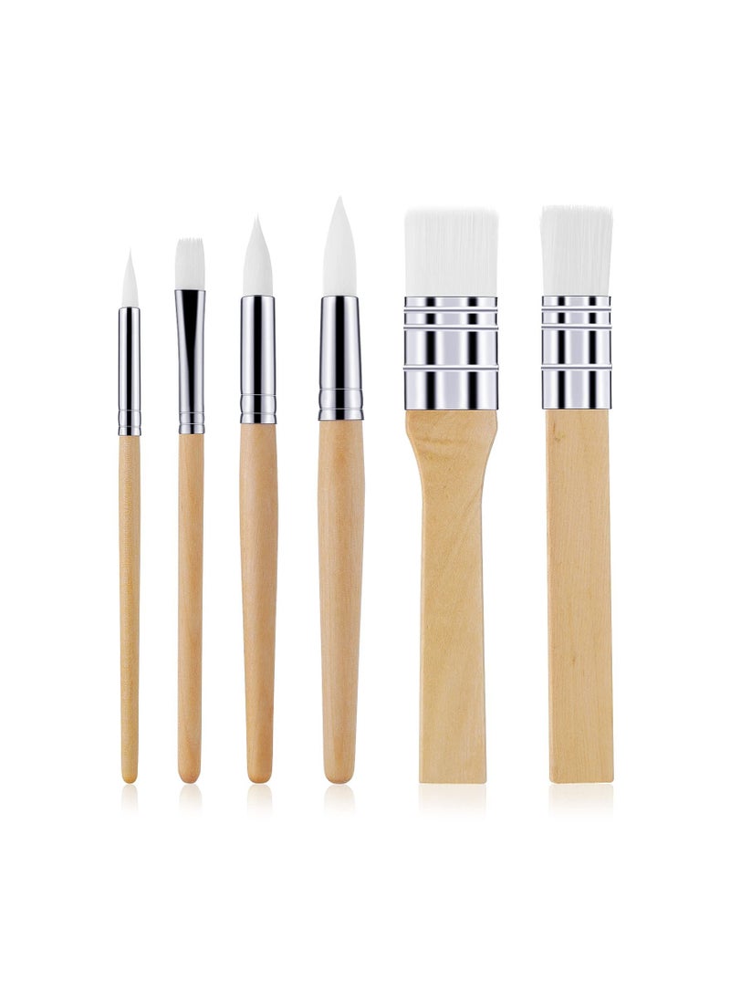 SYOSI Wooden Paint Brush Set 6 Pieces Paintbrushes for Painting Brushes Kit Artist Paintbrushes for Oil Watercolor Canvas Boards Rock Body Face  - Image 1