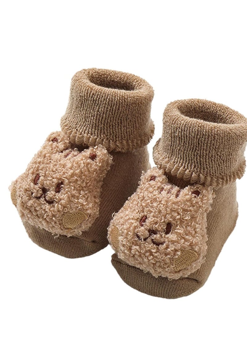 أحذية حضانة الأطفال لفصل الشتاء، حذاء طفل دافئ، حذاء طفل بتصميم دب كرتوني جذاب، حذاء طفل ناعم بنعل مرن. - Image 2