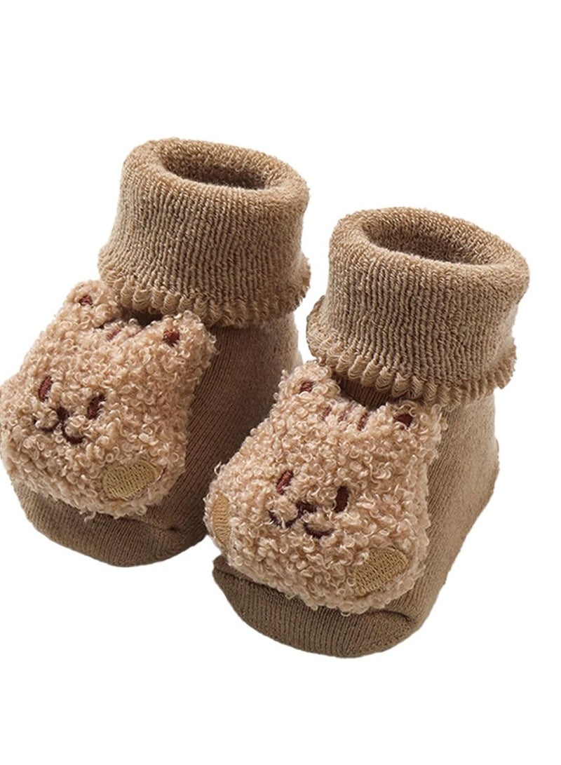 أحذية حضانة الأطفال لفصل الشتاء، حذاء طفل دافئ، حذاء طفل بتصميم دب كرتوني جذاب، حذاء طفل ناعم بنعل مرن. - Image 3