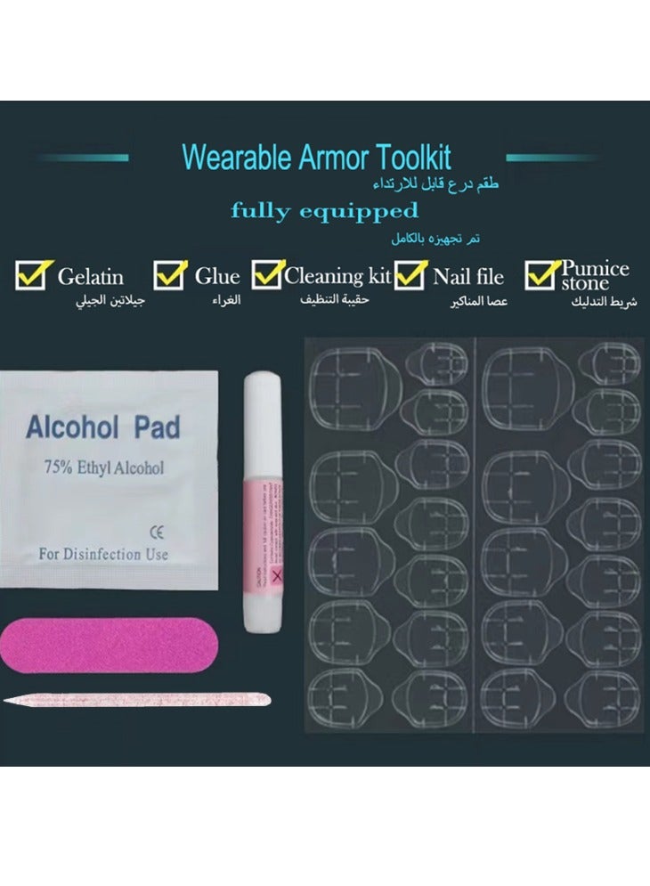 جوسكوين أظافر صناعية لاصقة 24 قطعة، تصميم أظافر جديد باللون الوردي بنمط التمساح الفرنسي، أطراف أظافر قابلة للإزالة ومخصصة، مزينة بزخارف لامعة وتصميم زهور ثلاثي الأبعاد، أظافر أكريليك صناعية مع مجموعة لاصقة. - Image 4